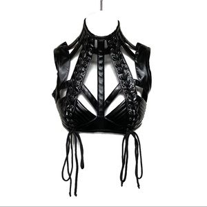 Dolls kill ClubExx Lunar Rude Awakening Harness Bra Top NWT XS